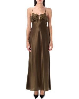 Saint Laurent Buckle Pouchette Epsom Leather Handbag - Brown