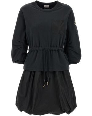 Moncler Two-Material Cotton Dress - Black