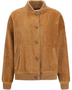 Kristina Ti Corduroy Jacket With Embellished Button Closure Cotton; Modal; Spandex - Brown