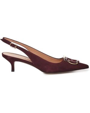 Ferragamo Leather Gancini Slingbacks - Brown