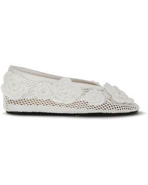 Ganni Jenny Mesh Ballerinas - White