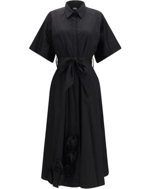 Ella Long Chemisier Dress Cotton; Polyamide; Elastane - Black