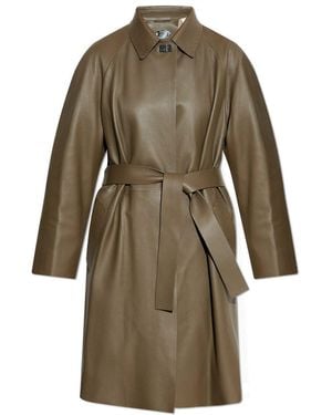 Fendi Leather Overcoat - Brown