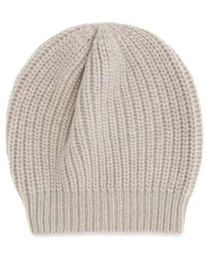 Brunello Cucinelli Beige Silk Beanie - Gray