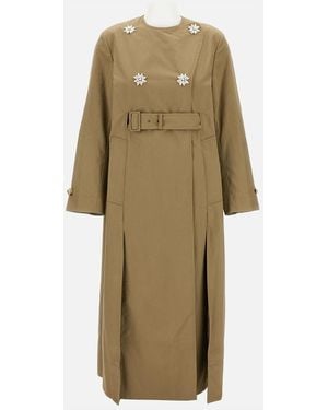 Simone Rocha Belted Long Slit Trench Coat - Natural