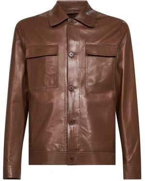 Salvatore Santoro Cookie Plongé Leather Jacket - Brown