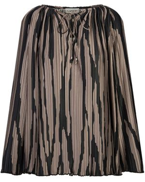 Lanvin Pleated Long-Sleeved Top - Black