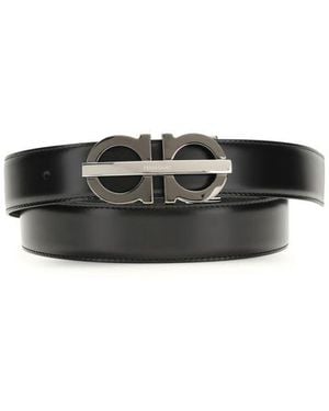 Ferragamo Calf Leather Bos Taurus Regular Belt - Black