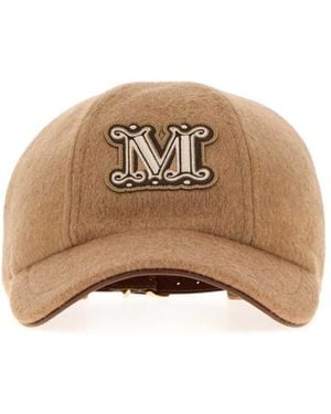Max Mara Camel Fedora Baseball Cap - Natural