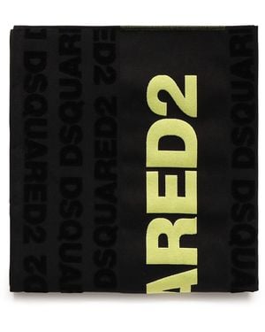 DSquared² Cotton Beach Towel With Logo - Black