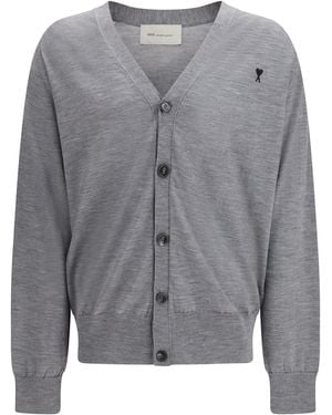 Ami Paris Ami De Coeur Cardigan - Grey