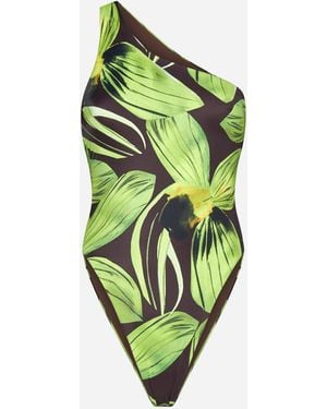 Louisa Ballou Plunge Print Swimsuit - Green