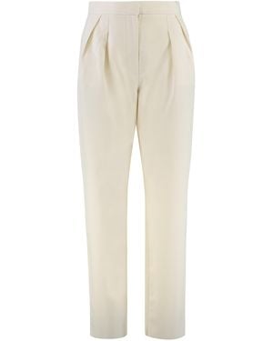 Max Mara Carrot-Fit Cotton Pants Tapered - Natural