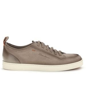 Santoni Calf Leather Bos Taurus Low Top Sneakers - Natural