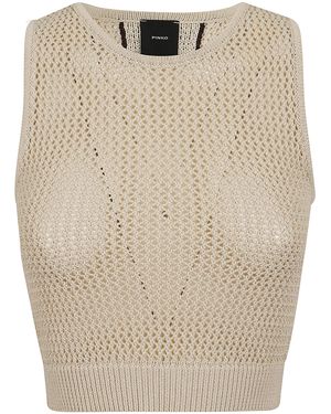 Pinko Stylish Crochet Mesh Top For - Natural