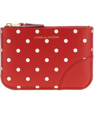 Comme des Garçons Polka Dots Printed Card Holder - Red