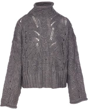 Liu Jo Turtleneck With Jewel Stones - Gray
