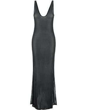 VENUJA Malibu Dress With V-Neck And All-Over Crystal Decoration - Black