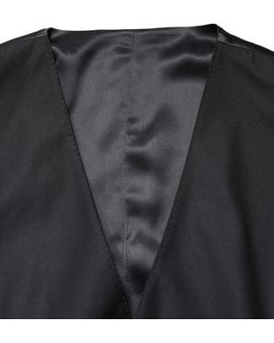 Dolce & Gabbana Wool Single Breasted Waistcoat Vest Virgin Silk Nylon Flax Clothing - Black