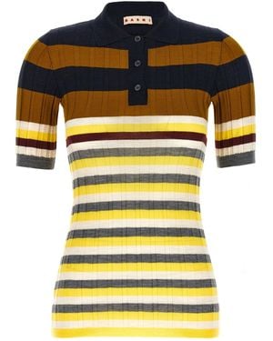 Marni Ribbed Wool Polo Shirt - Yellow