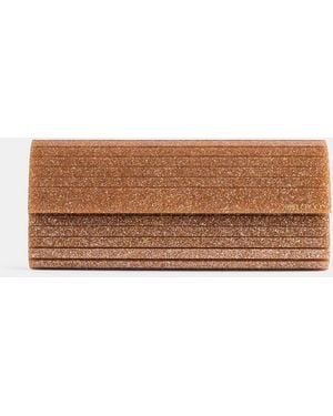 Jimmy Choo Sweetie Glitter Acrylic Pouch Clutches - Brown