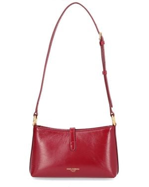 Dolce & Gabbana Lock Leather Shoulder Bag - Red