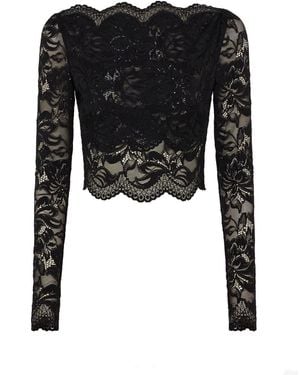 Rabanne Cropped Lace Top - Black