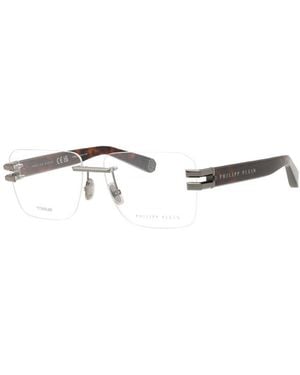 Philipp Plein Eyeglasses Rectangle Rimless, Shiny Gunmetal Frame And Clear Demo Lenses Lens Vpp086M0568 - Metallic
