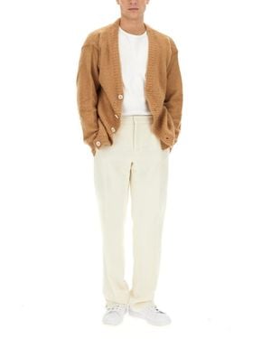 FAMILY FIRST V-Neck Cardigan Mohair Jumpers - White
