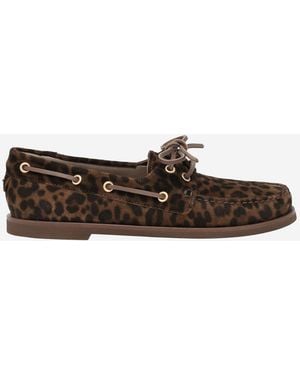 Gianvito Rossi Animal Print Loafers Suede Leather - Brown