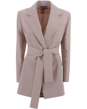 Weekend by Maxmara Wool Jacket With Belt - Brown