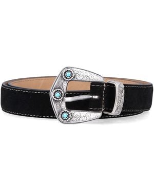 Mancini 1979 Calvin Suede Belt H 25 Leather - Black