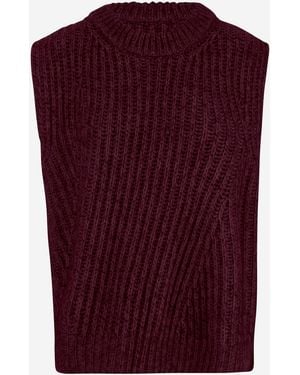 Sa Su Phi Sleeveless Ribbed Wool Blend Sweater - Red
