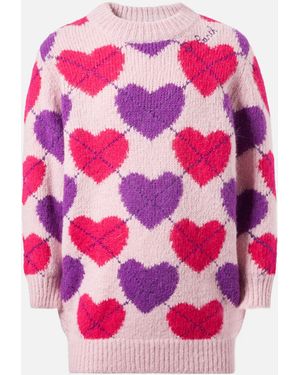 MC2 Saint Barth Half-Turtleneck Knitted Dress Cutie Soft With Argyle Jacquard - Pink
