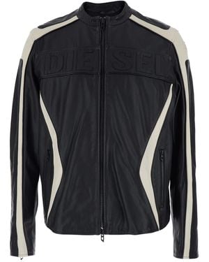 DIESEL Adam Jacket With Embossed Logo On The Front And Details With Stripe - Black