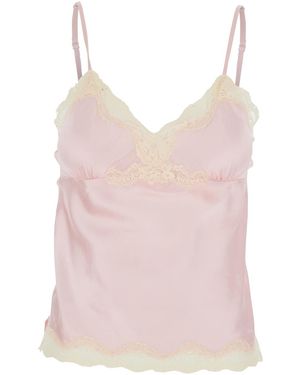 Gold Hawk V-Neck Top With Lace Details - Pink