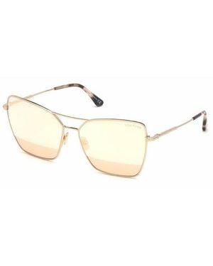 Tom Ford Sunglasses Cat Eye Full Rim, Shiny Rose Frame And Lens Ft073828Z - Metallic