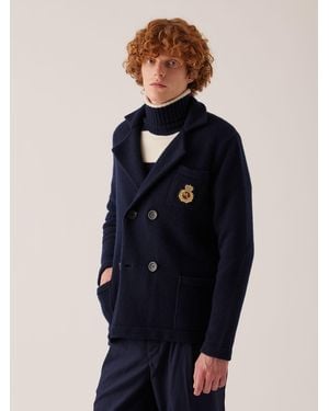 Doppiaa Aambrogio Double Breasted Wool Jacket Coats - Blue