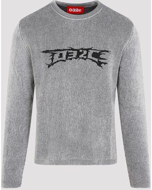 032c Merino Wool Nerve Shatter Crew-Neck Sweatshirt - Grey