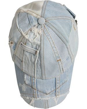 Dolce & Gabbana Patchwork Cotton Denim Baseball Cap Hat - Blue