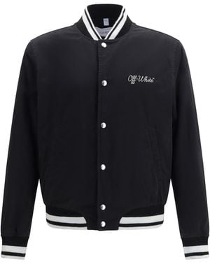 Off-White c/o Virgil Abloh Script Cotgab Souvenir Varsity Jacket - Blue