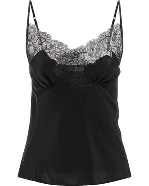 Vaillant Signature Lace Top Viscose Spandex Tops - Black