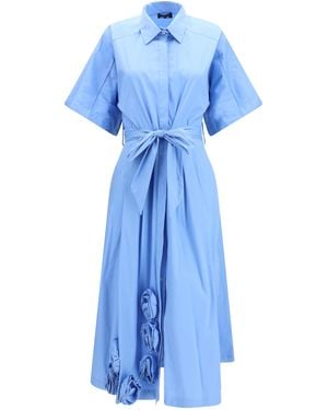 Ella Long Chemisier Dress Cotton; Polyamide; Elastane - Blue