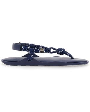FLOWZE Flo Sandals With Straps And Ankle Strap Leather Blend Flat Shoes - Blue