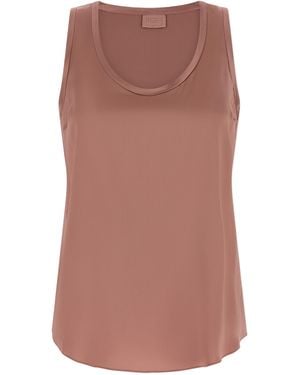 Brunello Cucinelli Silk Sleeveles T-Shirt - Brown