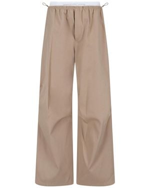 Alexander Wang Cotton Trousers, Taupe, Mid-Rise - Natural