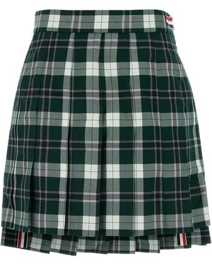 Thom Browne Wool Blend Pleated Miniskirt - Green