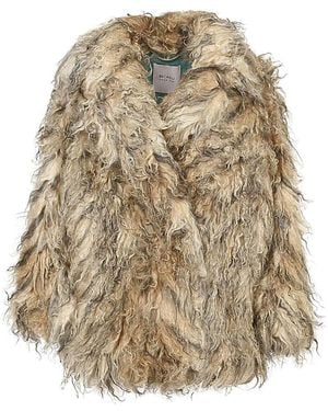 BECAGLI Mohair Fur Caban Coat - Natural