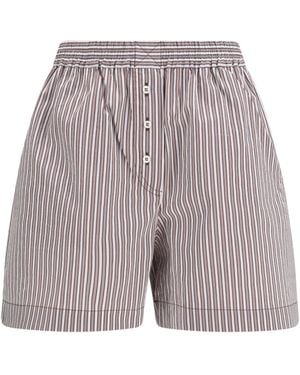 Brunello Cucinelli Striped Silk Shorts Cotton; Bermuda - Grey