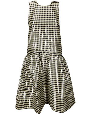 Ganni Shiny Check Jacquard Midi Dress - Multicolour